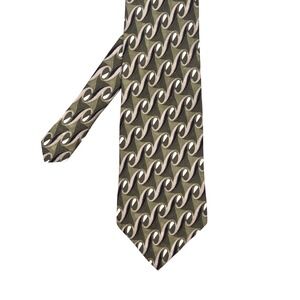 Clubfellow Green Necktie Geometric Abstract Italian Silk Mens OS